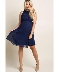 PinkBlush Black Chiffon High Neck Maternity Dress