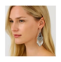 Black Cat's Eye Stone Boho Dangle Earrings for Women