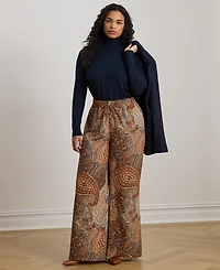 Lauren Ralph Plus Paisley Print Wide-Leg Pants