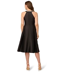 Adrianna Papell Women's Beaded Mikado Midi Dress