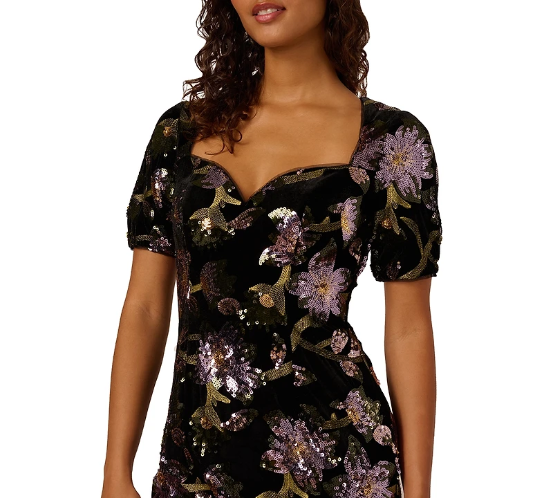 Adrianna Papell Women's Printed Sweetheart Neck Dress