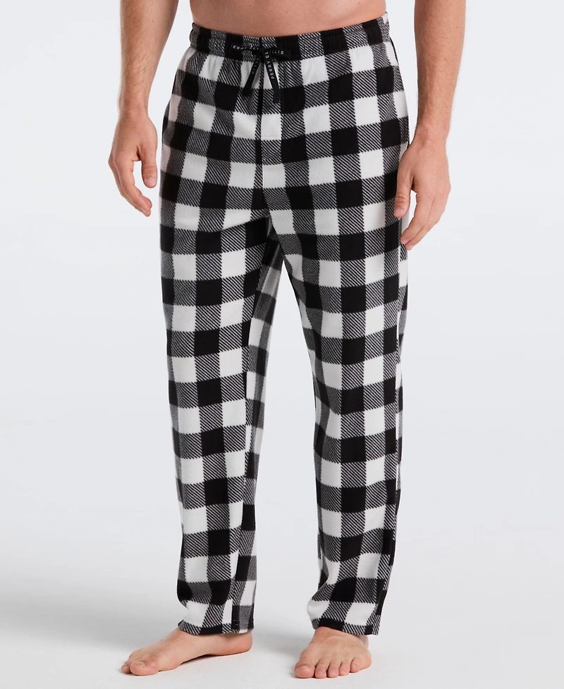 Perry Ellis Portfolio Men's Fleece Buffalo Plaid Print Sleep Pants