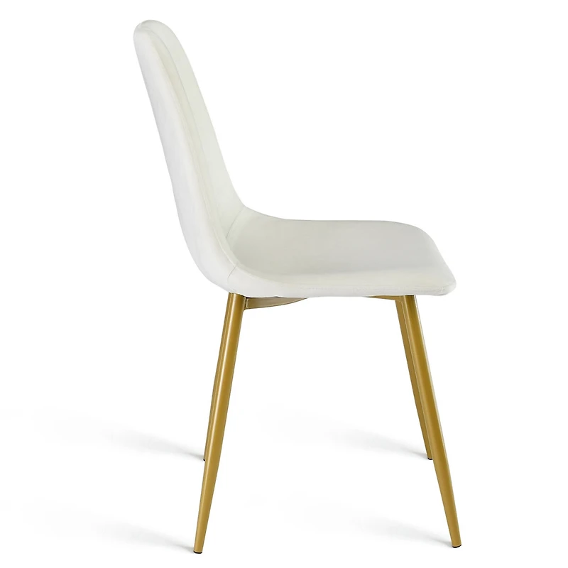 5-Piece Dining Set with 35.5" Round Table, 4 Upholstered Chairs with Metal Legs, Ideal for Small Spaces-Maison Boucle