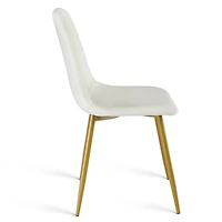 5-Piece Dining Set with 35.5" Round Table, 4 Upholstered Chairs with Metal Legs, Ideal for Small Spaces-Maison Boucle