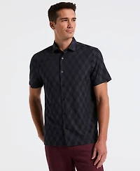 Perry Ellis Men's Short Sleeve Cube Geo Jacquard Shirt