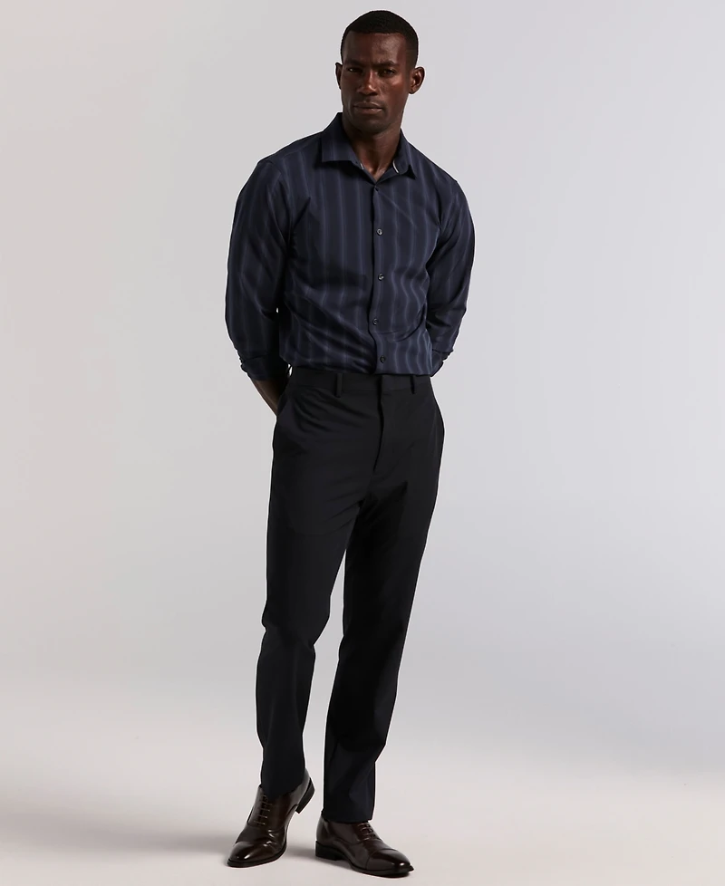 Perry Ellis Men's Long Sleeve Ombre Yarn-Dyed Stripe Shirt