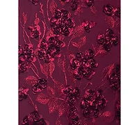 Xscape Petite Raised Flower Crewneck Long Gown Dress