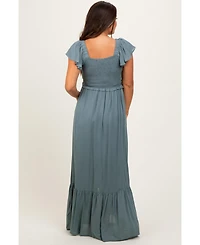 Pinkblush Maternity Smocked Top Woven Maxi Dress