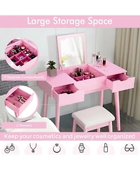 Volenca Makeup Vanity Table Set with Flip Top Mirror and 2 Drawers