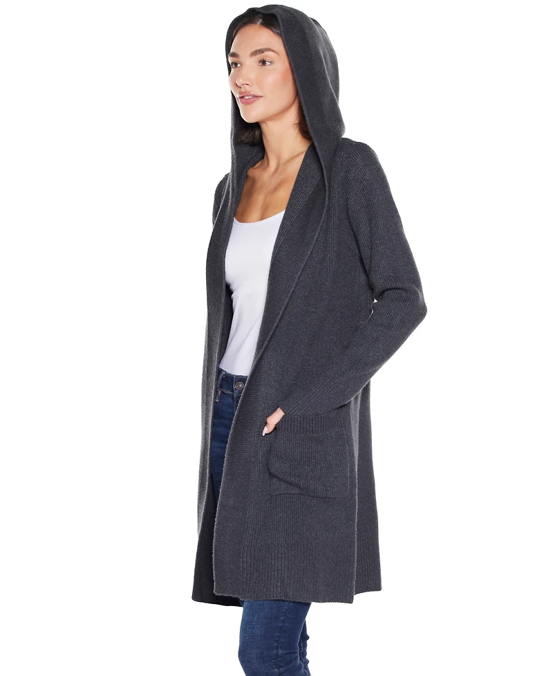 Belldini Women's Hooded Novelty-Stitch Coatigan Sweater
