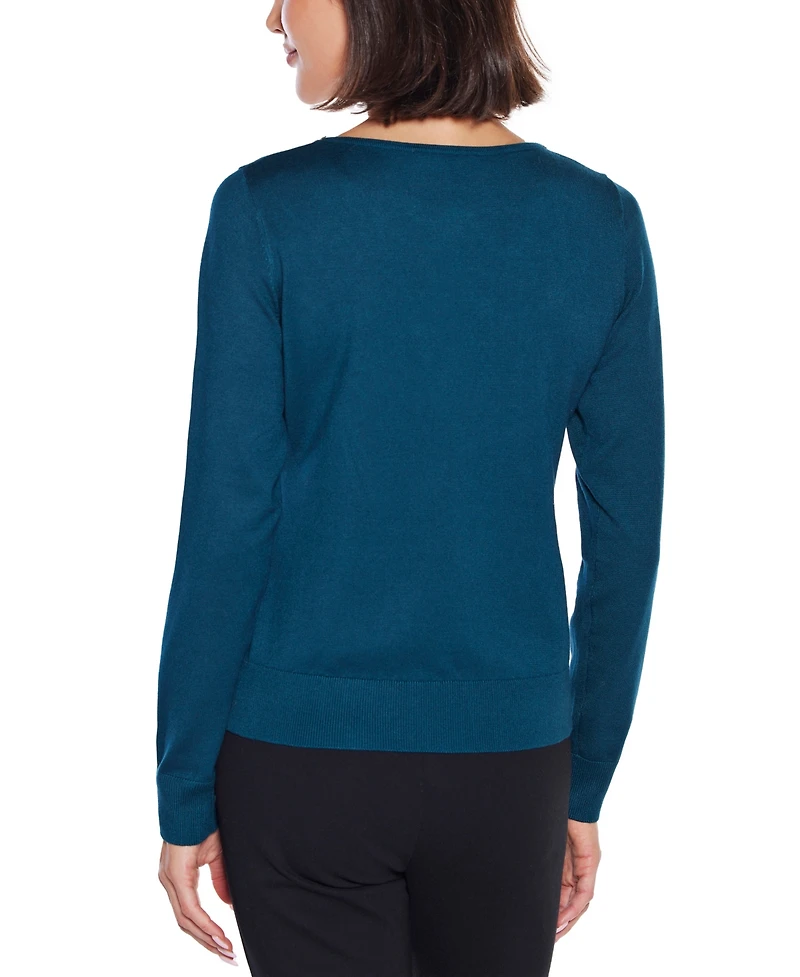 Belldini Women's Embellished Keyhole-Neck Sweater