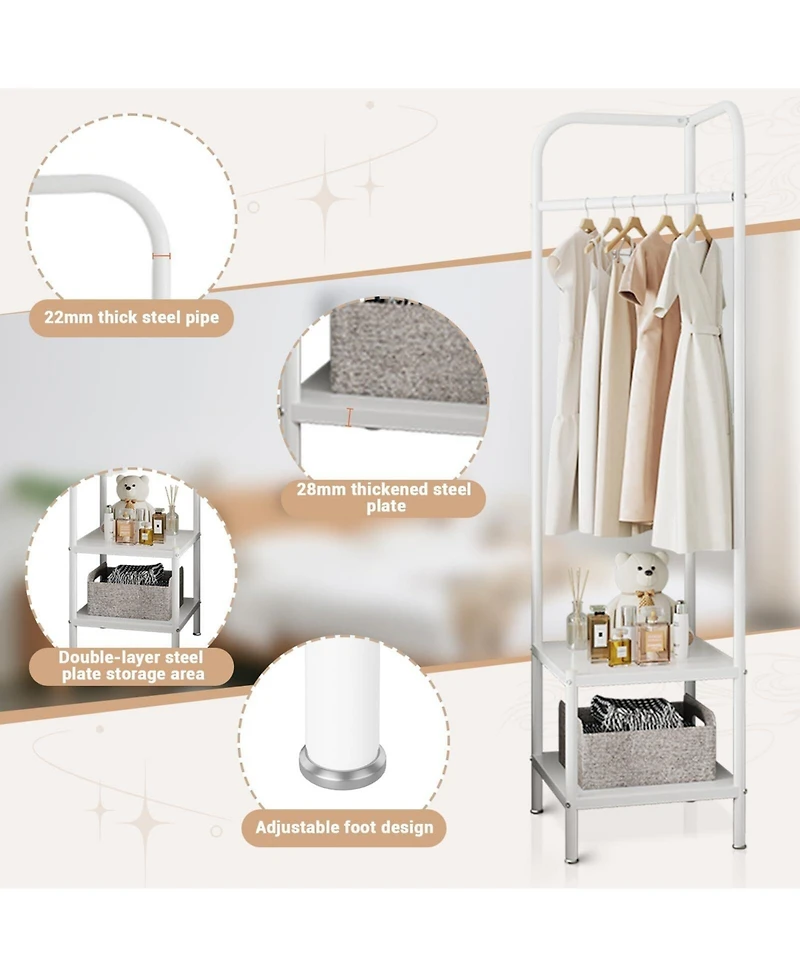 gaomon Entryway Corner Hall Tree Modern Entryway Coat Rack Metal Clothes Rack Freestanding Coat Organizer with Shelves Storage