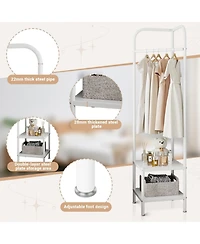 gaomon Entryway Corner Hall Tree Modern Entryway Coat Rack Metal Clothes Rack Freestanding Coat Organizer with Shelves Storage