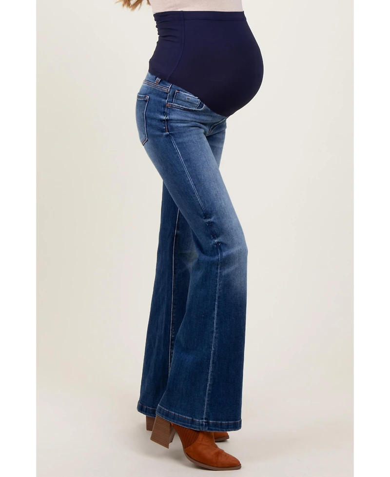 Pinkblush Maternity Navy Blue Washed Flare Jeans