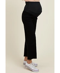 Pinkblush Maternity Black Raw Hem Cropped Wide Leg Jeans