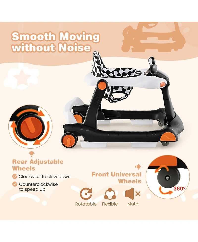 Gymax 2-in-1 Baby Walker Foldable Activity Push Walker w/ Adjustable Height