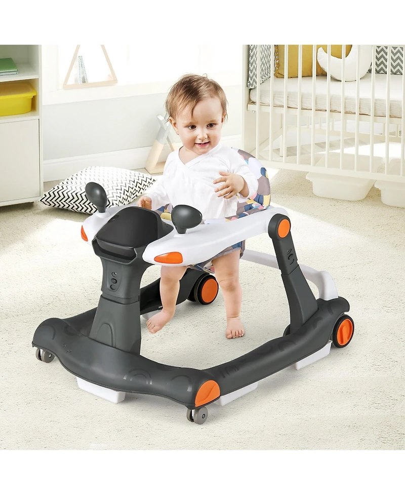 Gymax 2-in-1 Baby Walker Foldable Activity Push Walker w/ Adjustable Height