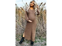 Pinkblush Women's Mauve Side Slit Maternity Maxi Sweater Dress