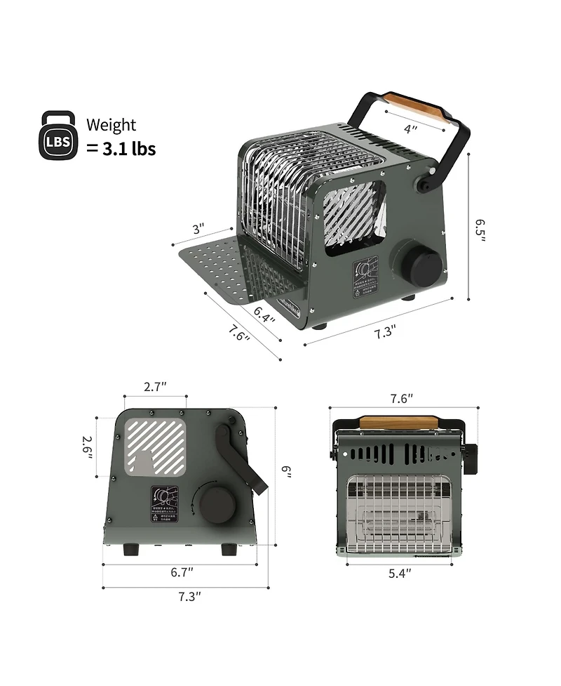 Naturehike 3 1 Portable Heater&Stove,50oz Outdoor Gas Stove,Camping Heaters,Heater Warming Stove,Adjustable Temperature,Over-Voltage Protection