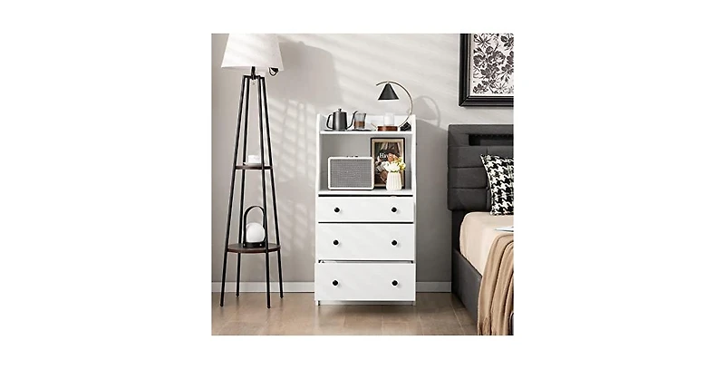 Volenca Modern Storage Dresser with Anti-toppling Device-White