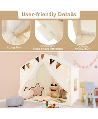 3-4 Kids Large Play Tent House with 2 Opening Doors and Star Lights