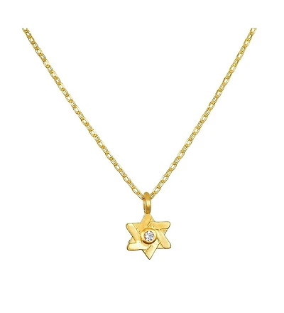 Satya Jewelry Guiding Faith White Topaz Star of David Necklace