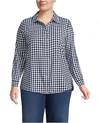Lands' End Plus Flannel Boyfriend Long Sleeve Shirt