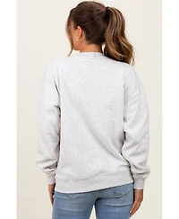 Pinkblush Heather Grey Fleece Crew Neck Relaxed Fit Maternity Sweatshirt