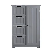 32.5" H Wooden Bathroom Cabinet 4 Drawers & Cupboard