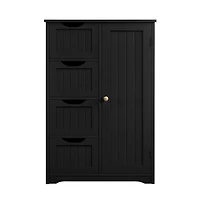 32.5" H Wooden Bathroom Cabinet 4 Drawers & Cupboard