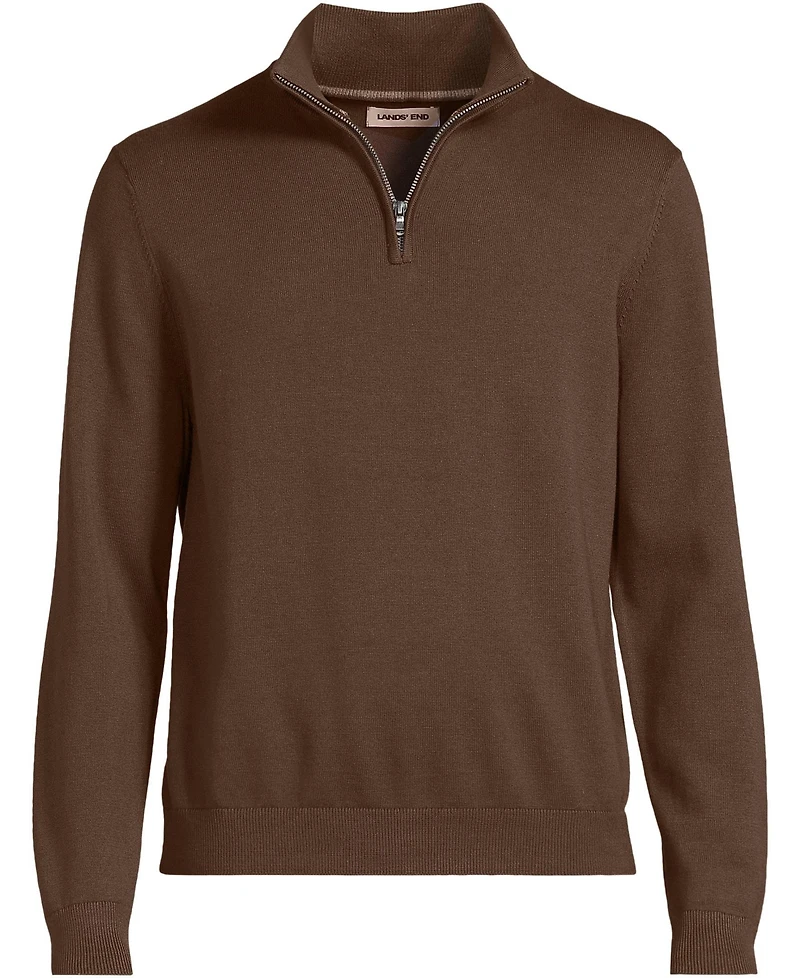 Lands' End Men's Long Sleeve Fine Gauge Cotton Quarter Zip Sweater