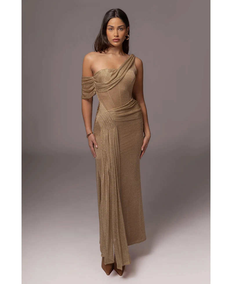 Jluxlabel Draped Metallic Maxi Dress