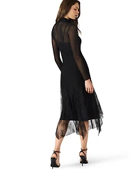 Steve Madden Women's Silas Mock Neck Mesh Midi Dress