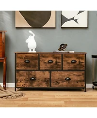 Volenca Dresser Organizer with 5 Drawers and Wooden Top