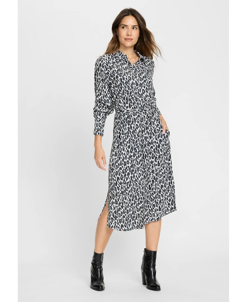 Olsen Women's Leopard Print Shirt Dress