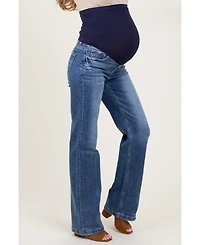 Pinkblush Blue Lightly Distressed Maternity Straight Leg Jeans