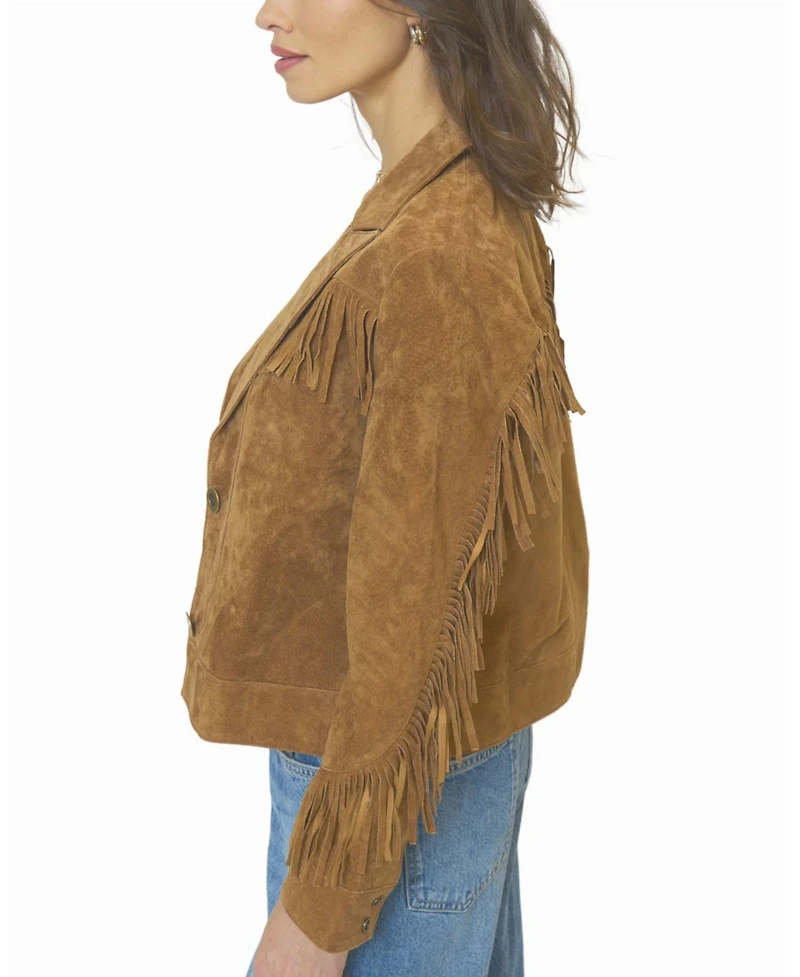 Central Park West Women's Atlas Genuine Suede Fringe Blazer