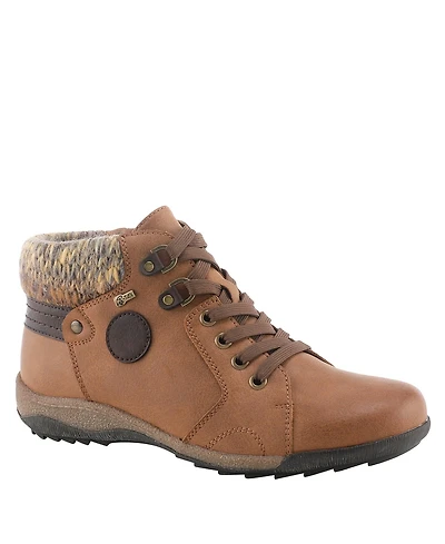 Spring Step Clifton Lace-Up Booties with Sweater Cuff and Shock-Absorbing Sole