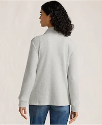 Lands' End Women's Long Sleeve Waffle Collared Shacket