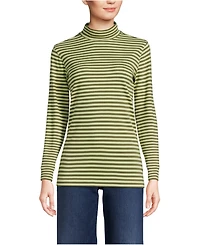 Lands' End Women's Tall Relaxed Cotton Long Sleeve Mock Turtleneck