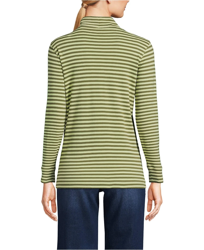 Lands' End Women's Tall Relaxed Cotton Long Sleeve Mock Turtleneck