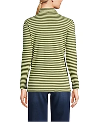 Lands' End Women's Tall Relaxed Cotton Long Sleeve Mock Turtleneck