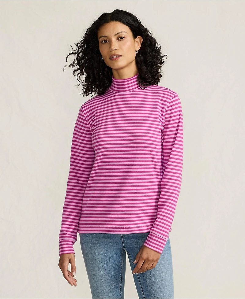 Lands' End Women's Tall Relaxed Cotton Long Sleeve Mock Turtleneck