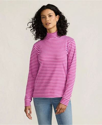 Lands' End Women's Tall Relaxed Cotton Long Sleeve Mock Turtleneck