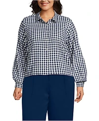 Lands' End Plus Cropped Flannel Shirt