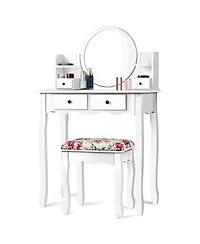 Volenca Makeup Vanity Table Set with 360° Pivoted Round Mirror