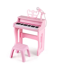 Mecale 37 Keys Music Piano with Microphone Kids Piano Keyboard with Detachable Music Stand