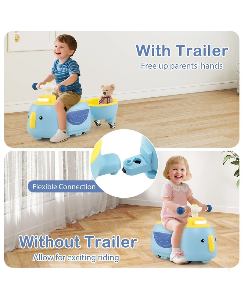 Toddler Ride on Toy with Trailer and Light Music