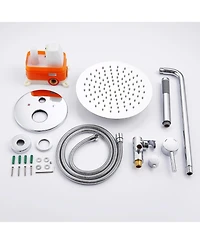 Rainsken Chrome Shower Faucet Combo Set with 10 Inch Rainfall Head & Handheld, Wall-Mounted for Bathroom Renovation and Daily Use,Silver