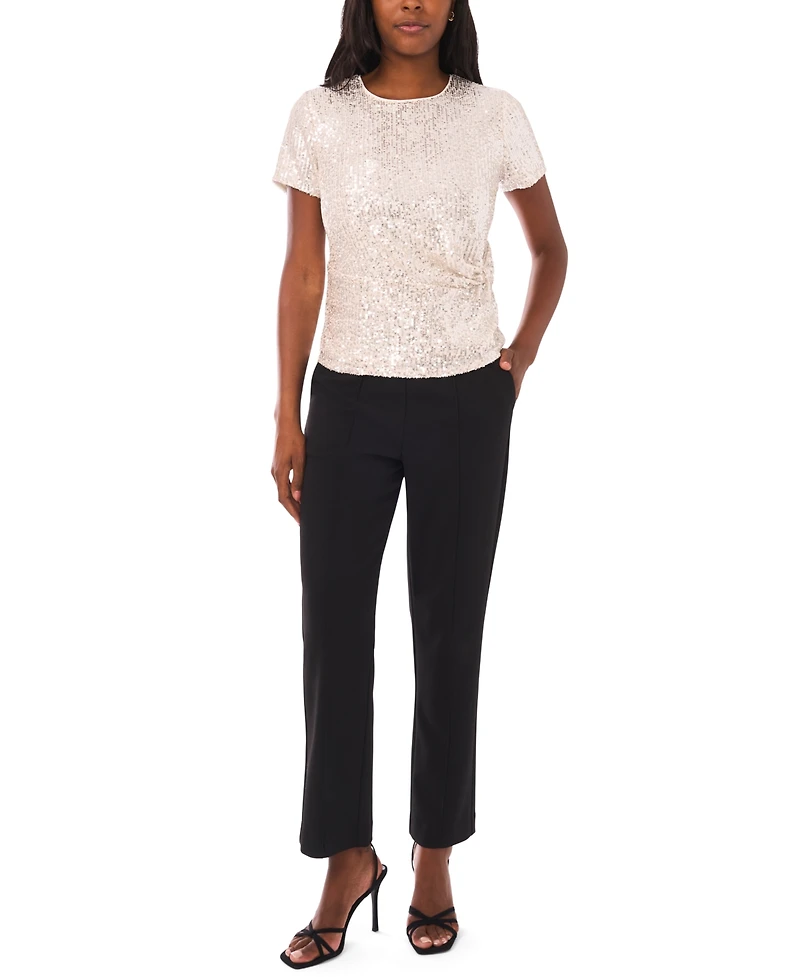 Vince Camuto Women's Short Sleeve Side Knot Top